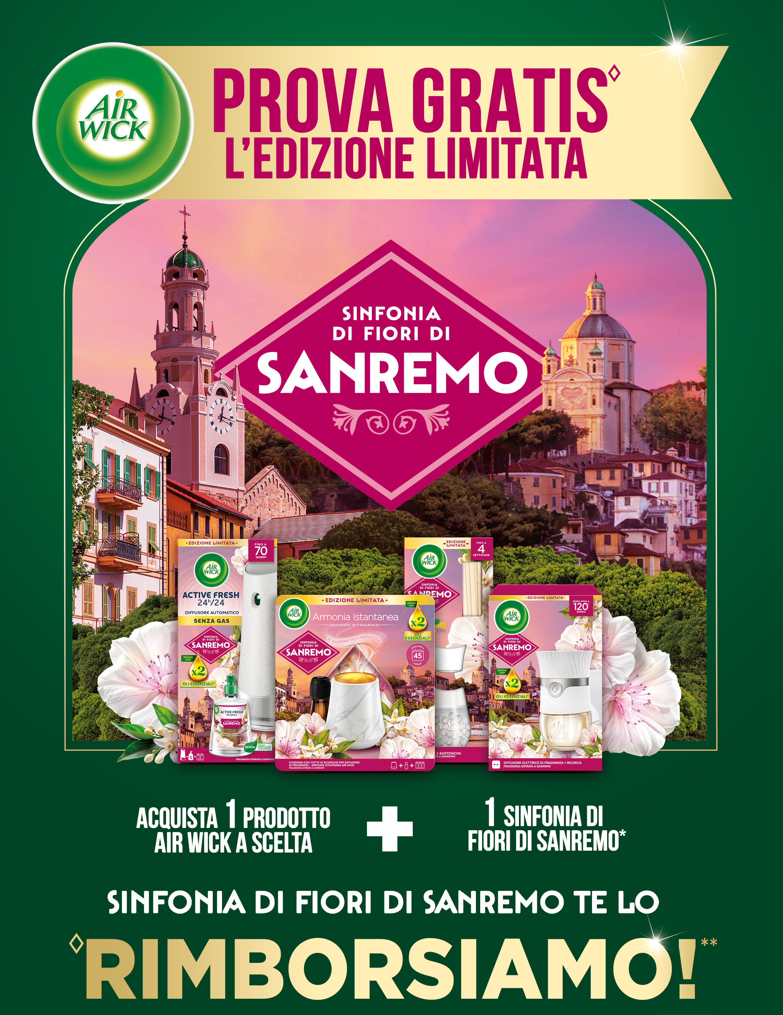 Key visual del concorso Airwick Edizione limitata Sinfonia di Fiori di Sanremo!